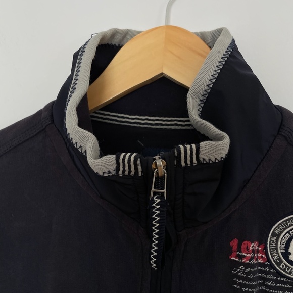 Vintage style BUGATTI World Traveller Full Zip Dark Blue Men's Sweater Size L - Picture 3 of 10